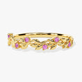 Load image into Gallery viewer, Floral Vine Pink Tourmaline Wedding Band-1.5 mm
