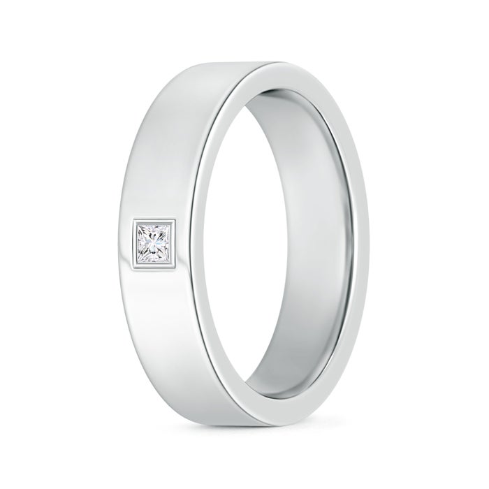 Flush Setting Princess-Cut Moissanite Men’s Wedding Band-6.0 mm