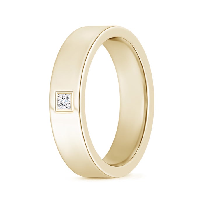 Flush Setting Princess-Cut Moissanite Men’s Wedding Band-6.0 mm