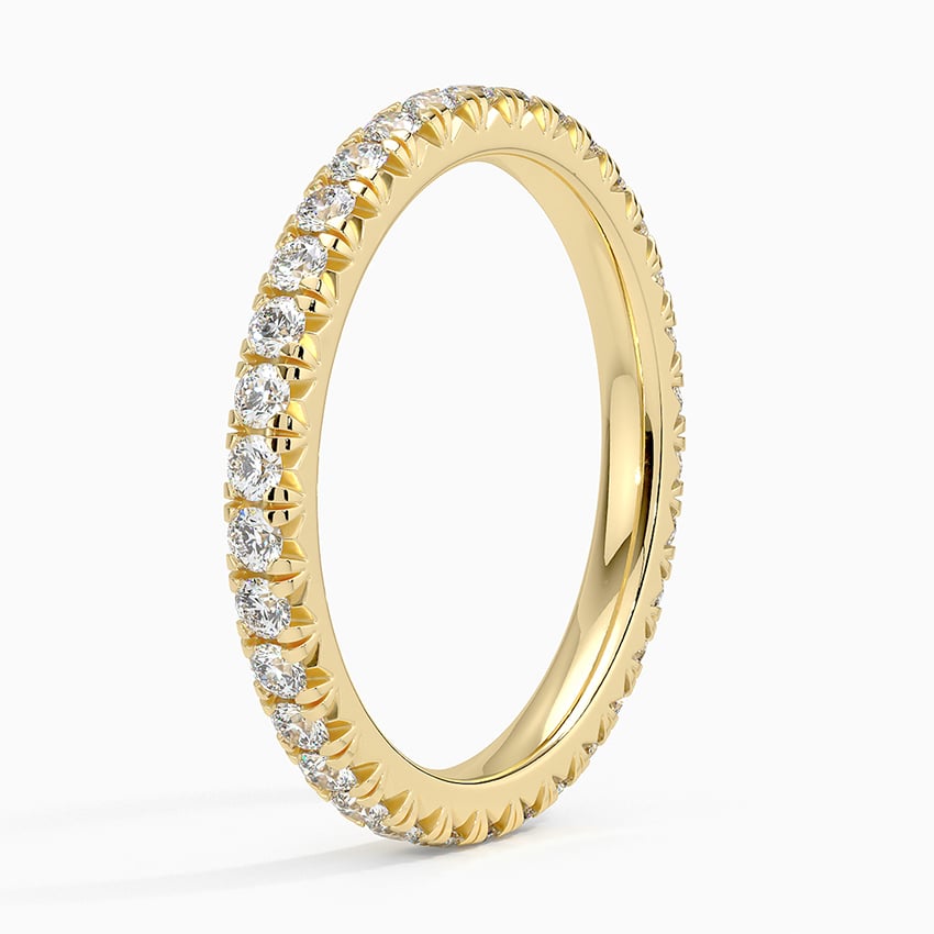 French Pavé Round Moissanite Eternity Wedding Band-2.0 mm