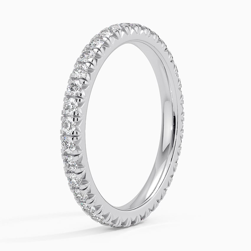 French Pavé Round Moissanite Eternity Wedding Band-2.0 mm