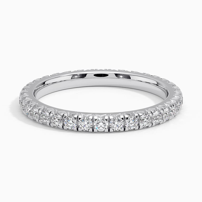 French Pavé Round Moissanite Eternity Wedding Band-2.0 mm