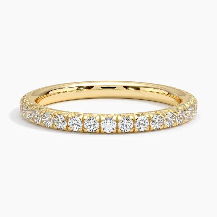 French Pavé Round Moissanite Three-Quarter Eternity Wedding Band-2.0 m ...