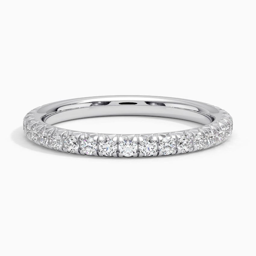 French Pavé Round Moissanite Three-Quarter Eternity Wedding Band-2.0 mm