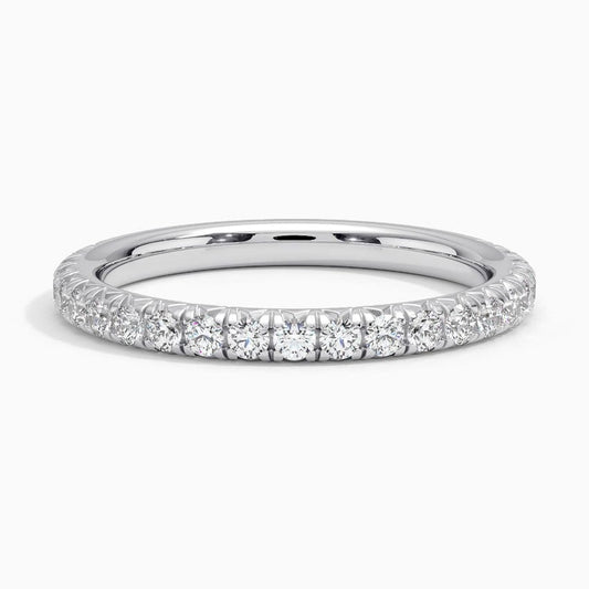 French Pavé Round Moissanite Three-Quarter Eternity Wedding Band-2.0 mm
