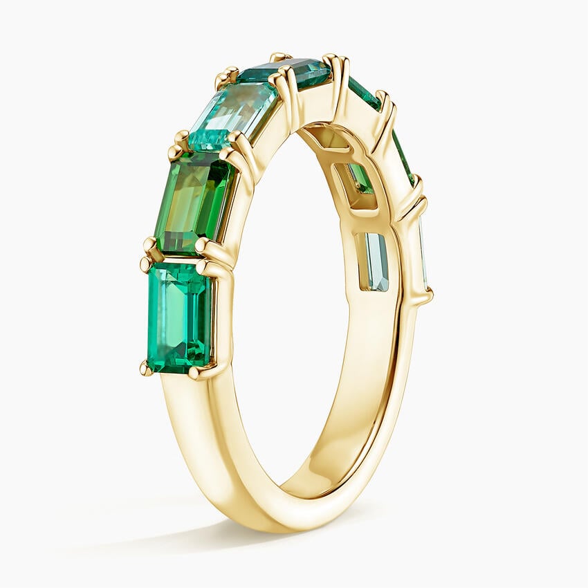 Fresh Meadow Emerald-Cut Lab Gemstone Half Eternity Wedding Band - 3.2 mm