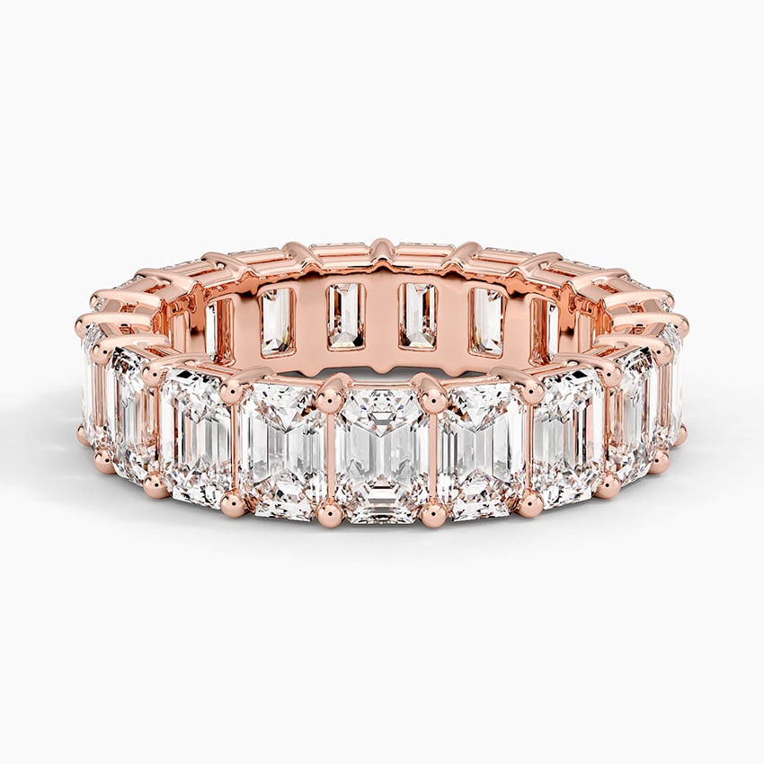 Full Eternity Emerald Cut Moissanite Wedding Band- 5.0 mm