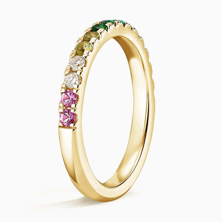 Garden Spectrum Half Eternity Gemstone Wedding Band-2.0 mm