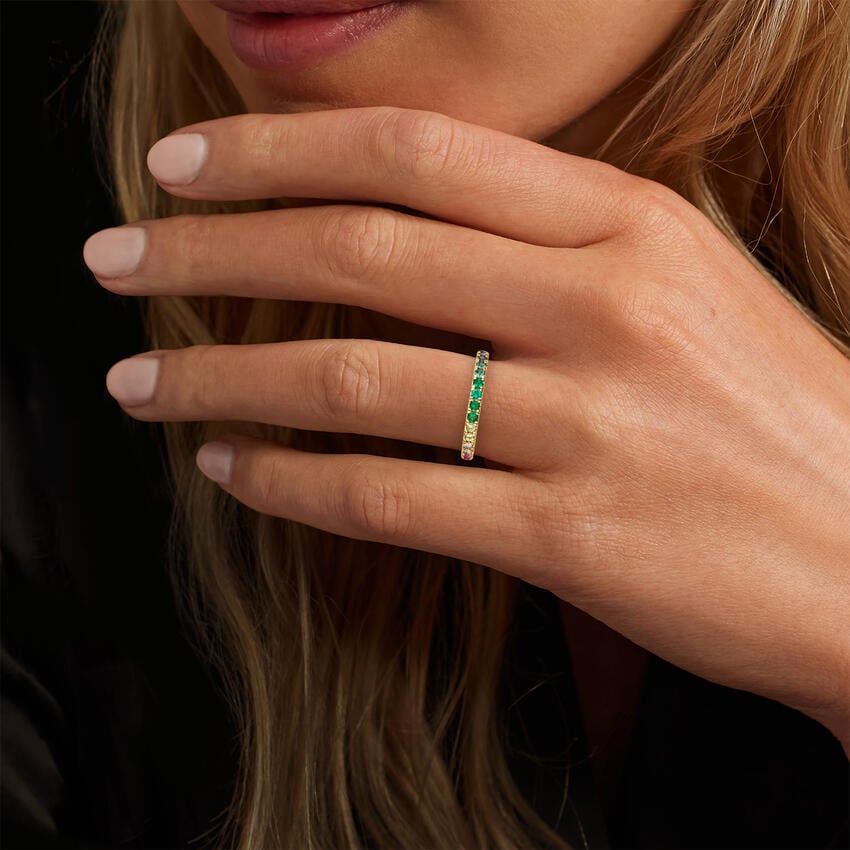 Garden Spectrum Half Eternity Gemstone Wedding Band-2.0 mm