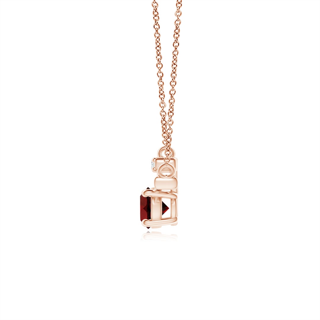Garnet Bypass Bar Pendant with Moissanite Accents Necklace