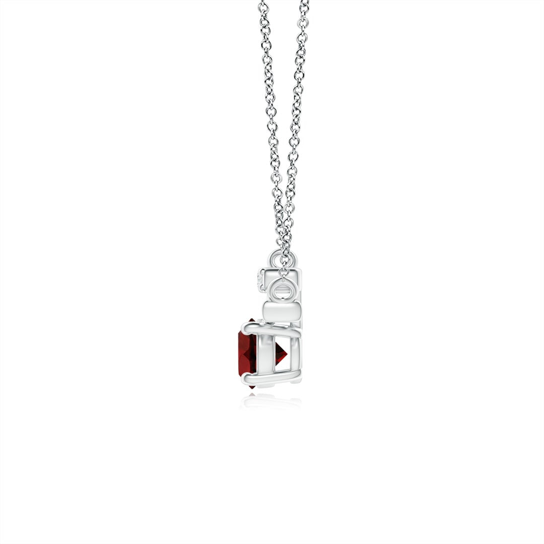 Garnet Bypass Bar Pendant with Moissanite Accents Necklace
