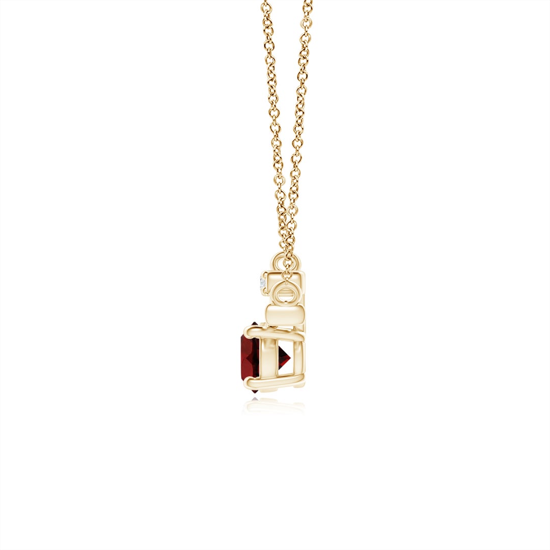 Garnet Bypass Bar Pendant with Moissanite Accents Necklace