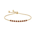 Round Garnet and Moissanite Adjustable Tennis Bolo Bracelet