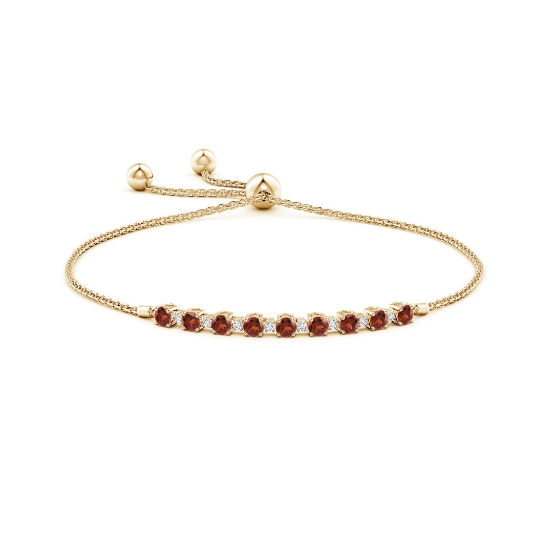 Round Garnet and Moissanite Adjustable Tennis Bolo Bracelet