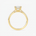 Cathedral Radiant Cut Moissanite Engagement Ring with Hidden Halo