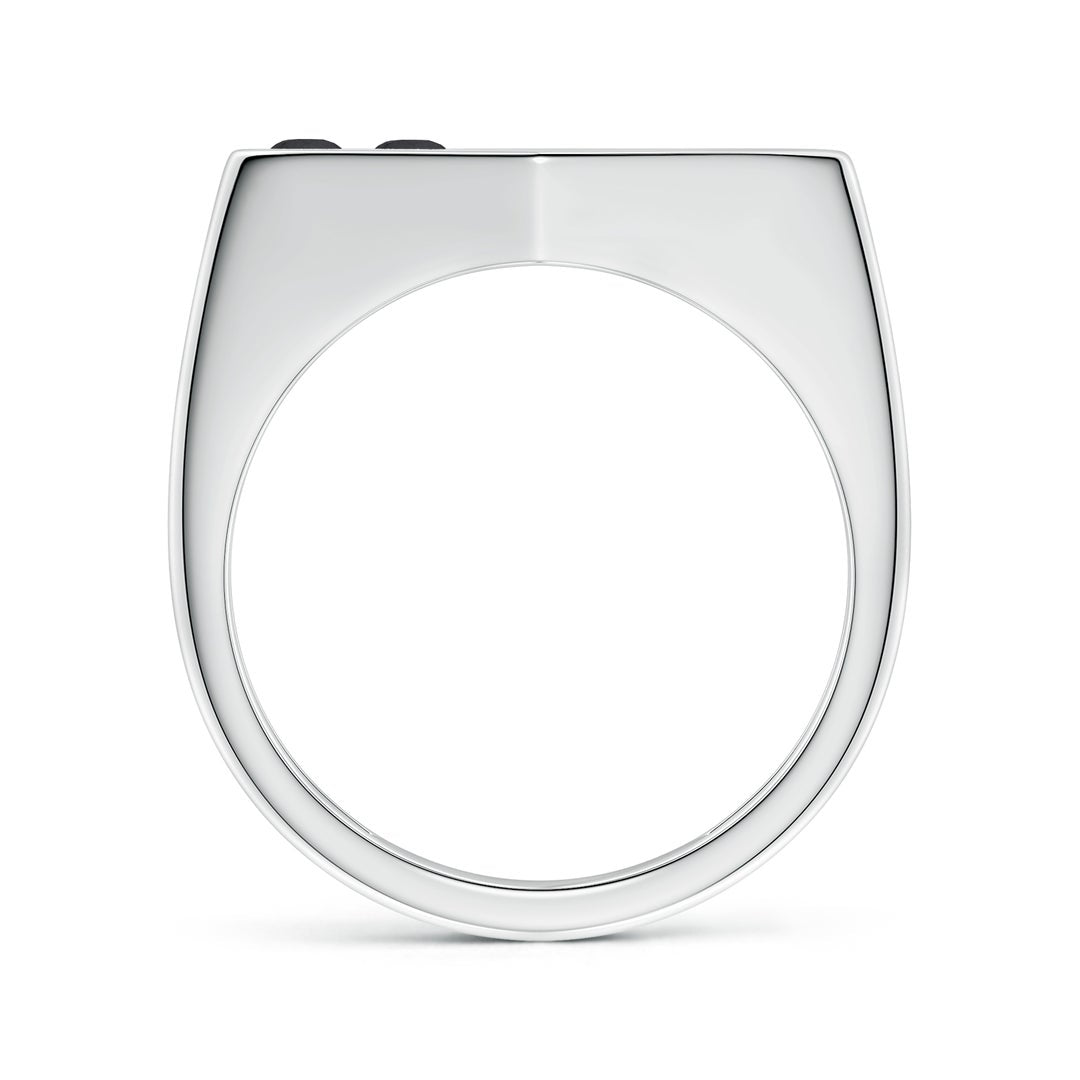 Geometric Flush-Set Black Moissanite Men’s Signet Ring