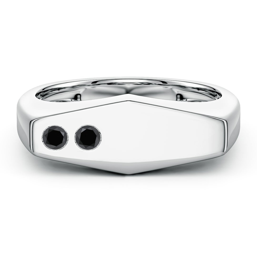 Geometric Flush-Set Black Moissanite Men’s Signet Ring