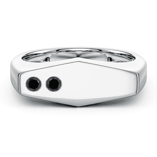 Geometric Flush-Set Black Moissanite Men’s Signet Ring