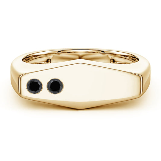 Geometric Flush-Set Black Moissanite Men’s Signet Ring