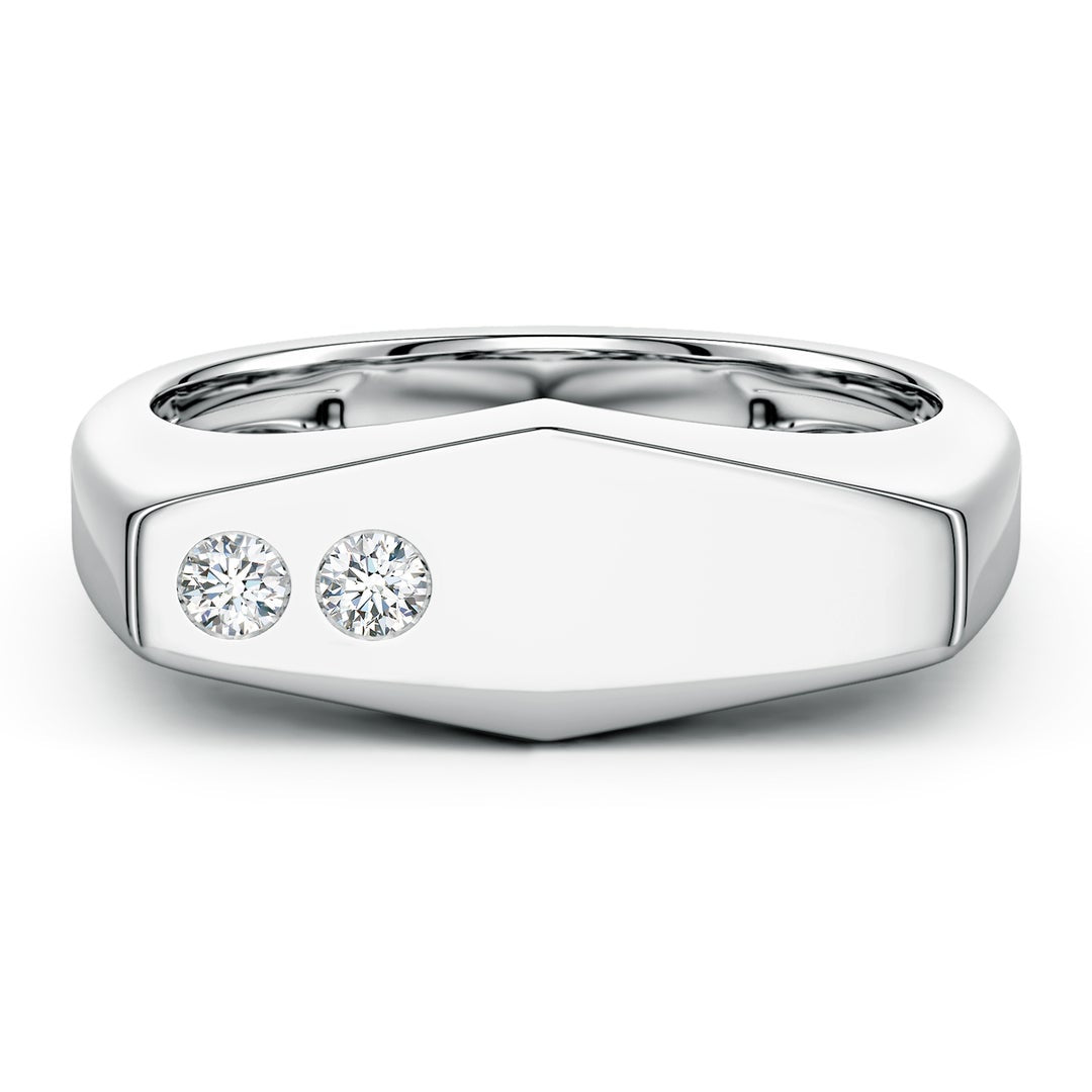 Geometric Flush-Set Moissanite Men’s Signet Ring