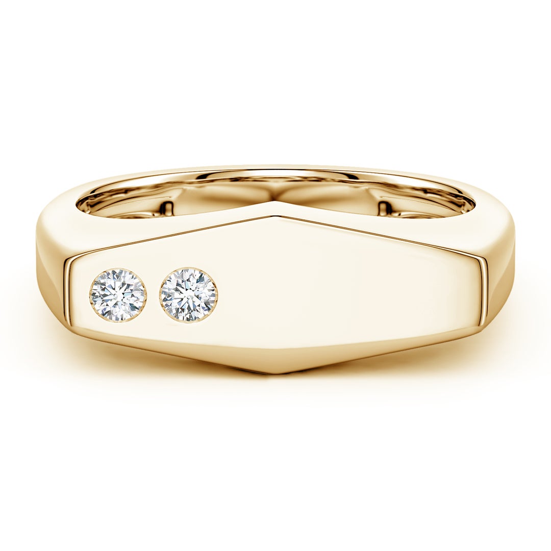 Geometric Flush-Set Moissanite Men’s Signet Ring