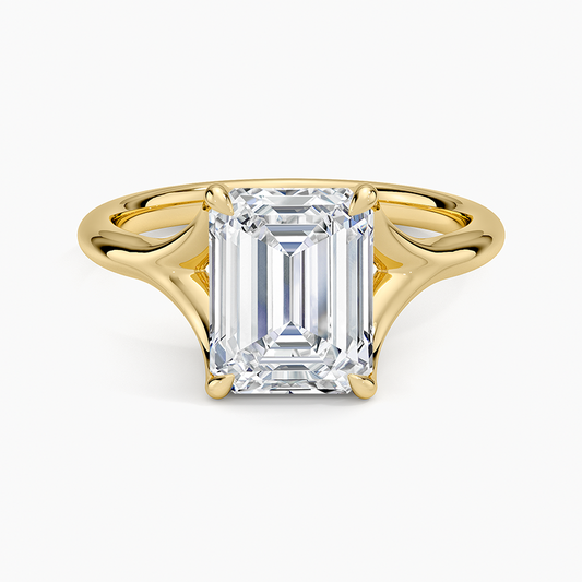 Graceful Arc Emerald Cut Moissanite Engagement Ring