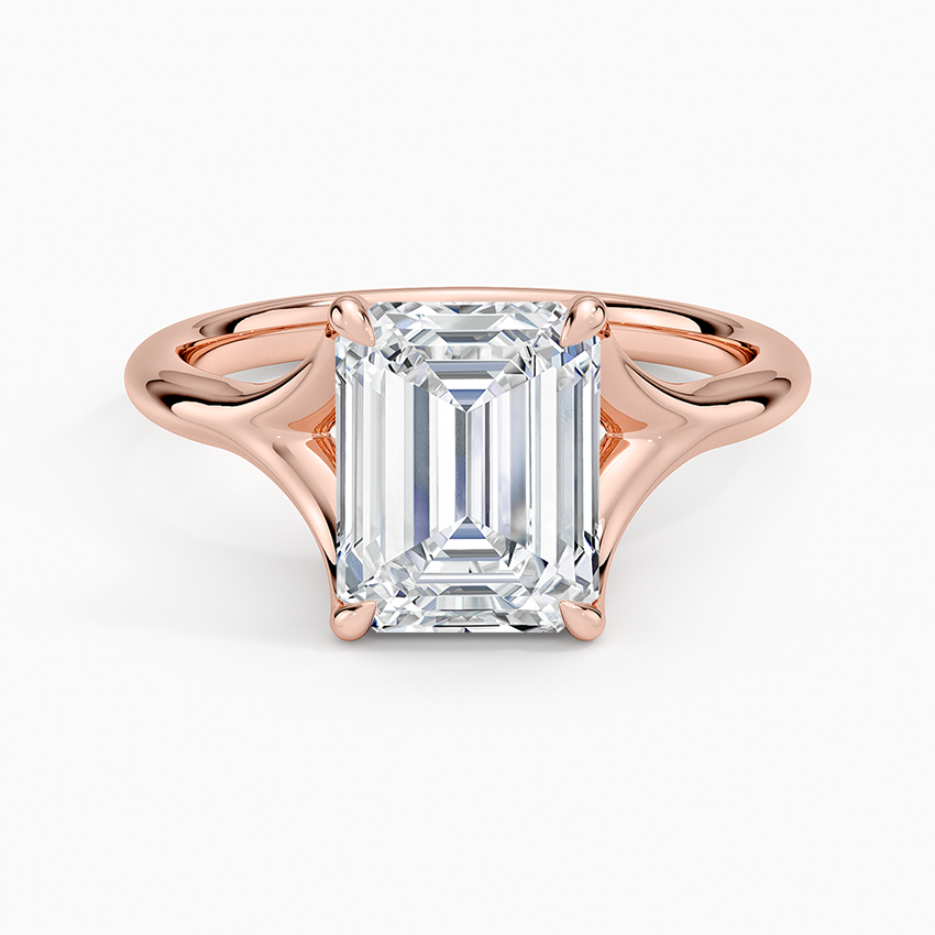 Graceful Arc Emerald Cut Moissanite Engagement Ring