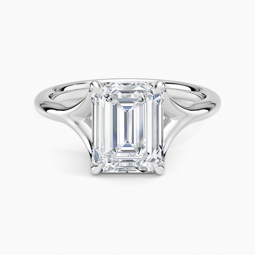 Graceful Arc Emerald Cut Moissanite Engagement Ring