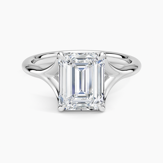 Graceful Arc Emerald Cut Moissanite Engagement Ring