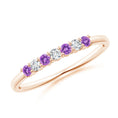Half Eternity Amethyst and Moissanite Seven Stone Wedding Band