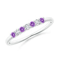 Half Eternity Amethyst and Moissanite Seven Stone Wedding Band