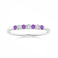 Half Eternity Amethyst and Moissanite Seven Stone Wedding Band