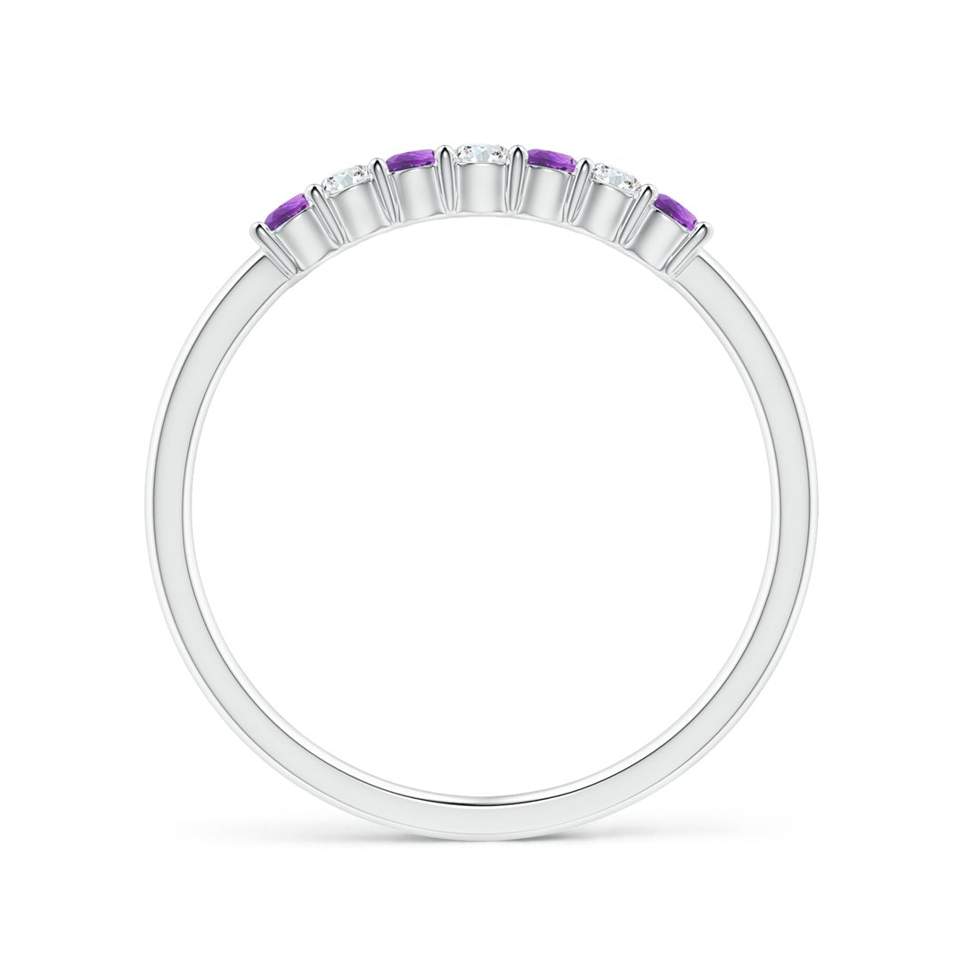Half Eternity Amethyst and Moissanite Seven Stone Wedding Band