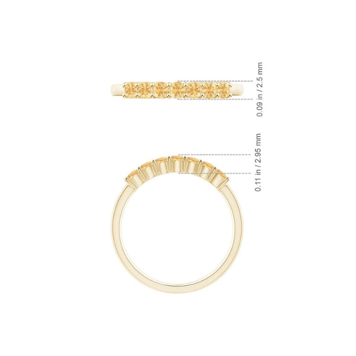 Half Eternity Citrine Seven Stone Wedding Band-2.4 mm