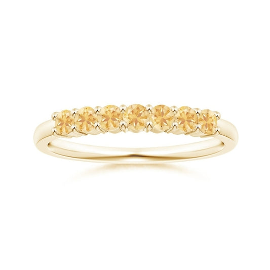 Half Eternity Citrine Seven Stone Wedding Band-2.4 mm