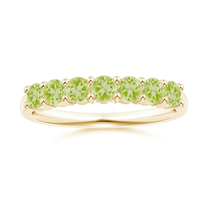 Half Eternity Peridot Seven Stone Wedding Band-2.5 mm