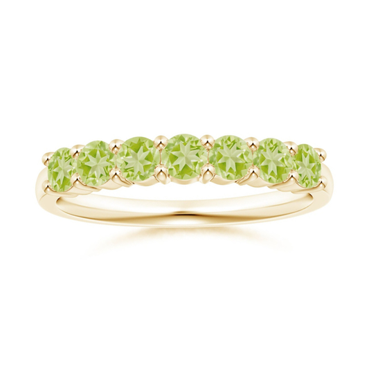 Half Eternity Peridot Seven Stone Wedding Band-2.5 mm