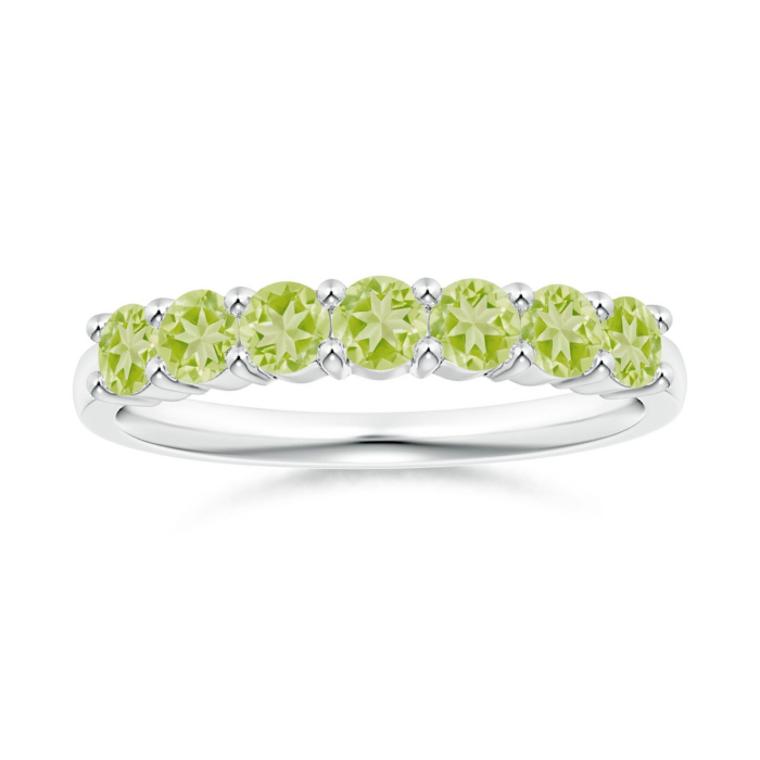 Half Eternity Peridot Seven Stone Wedding Band-2.5 mm