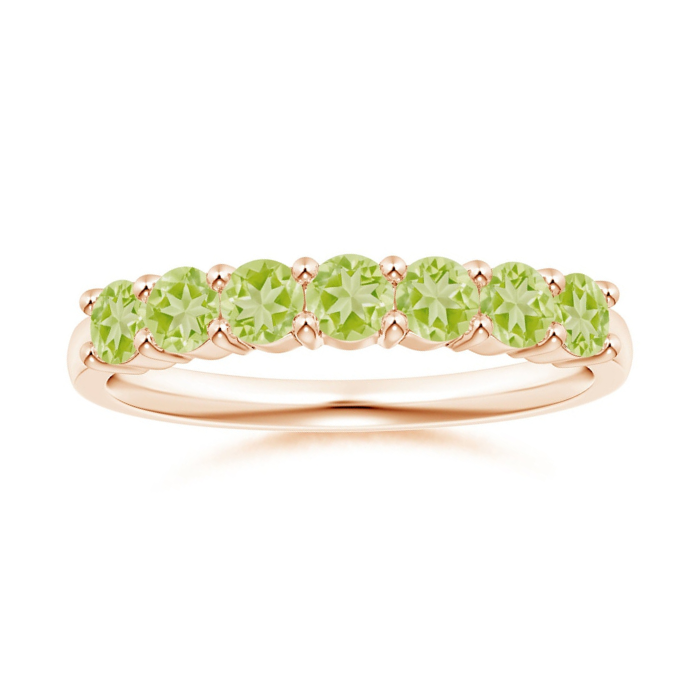 Half Eternity Peridot Seven Stone Wedding Band-2.5 mm