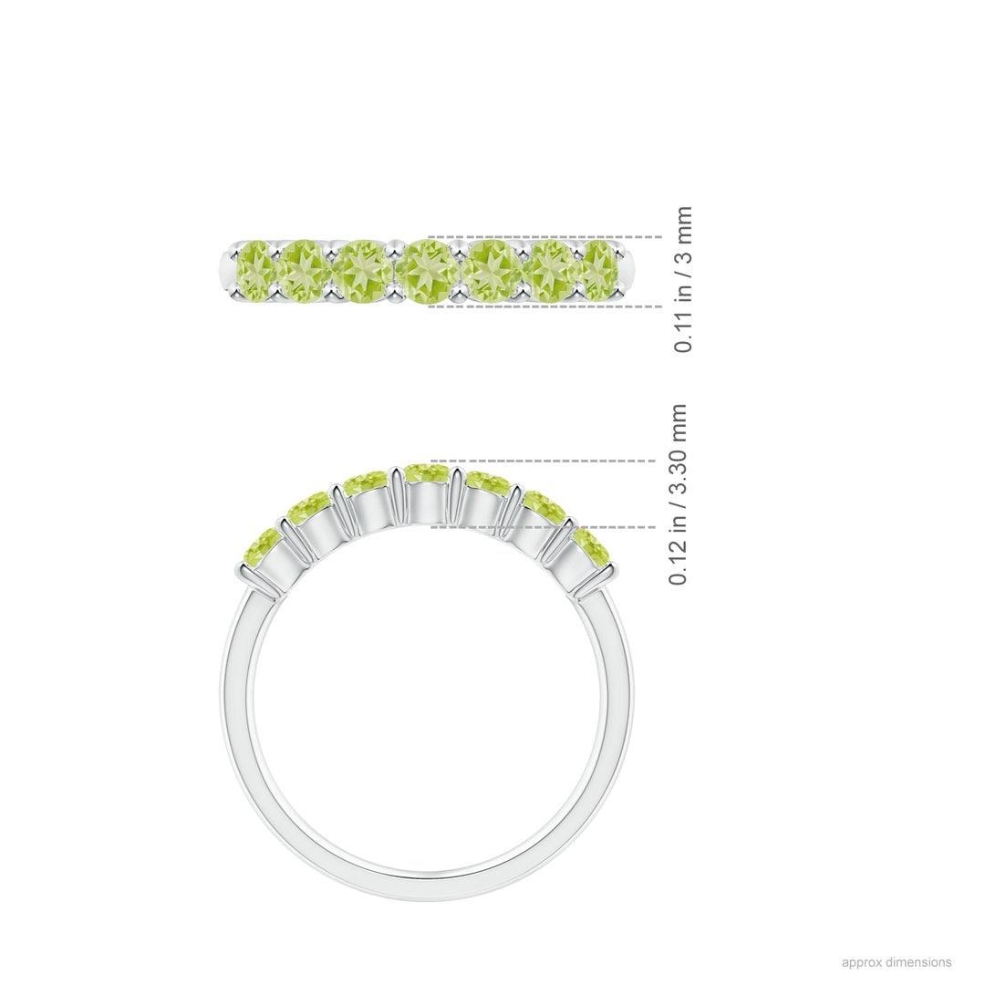 Half Eternity Peridot Seven Stone Wedding Band-2.5 mm