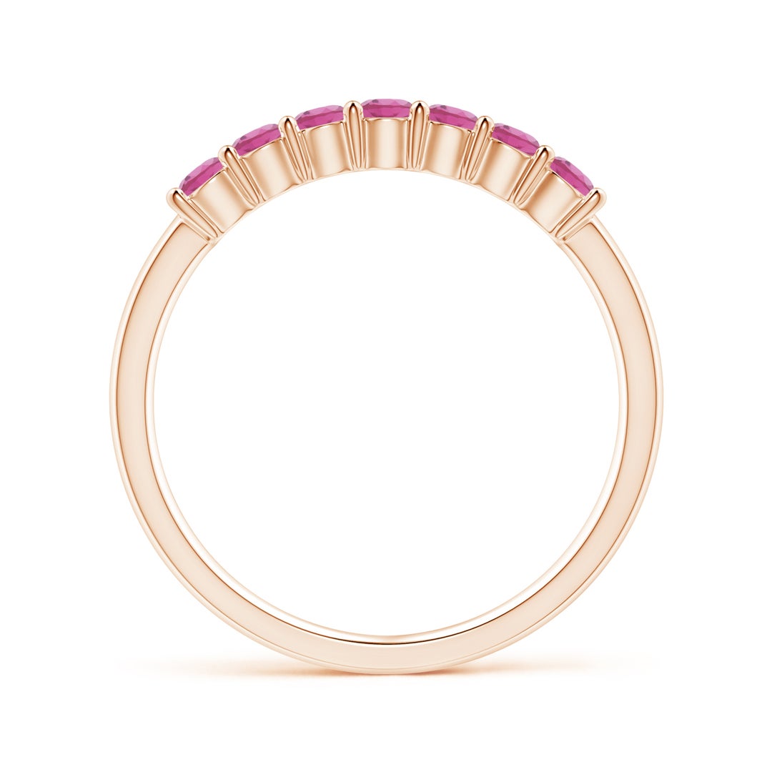 Half Eternity Pink Tourmaline Seven Stone Wedding Band-2.4 mm