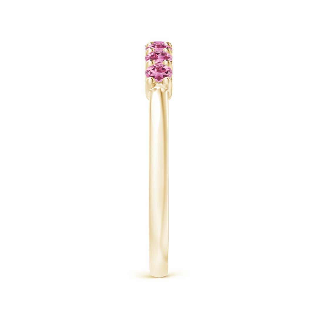 Half Eternity Pink Tourmaline Seven Stone Wedding Band-2.4 mm