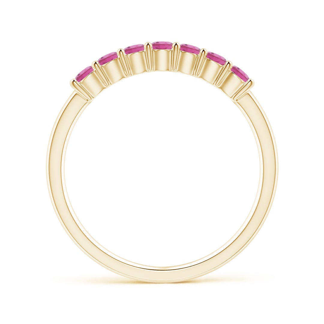 Half Eternity Pink Tourmaline Seven Stone Wedding Band-2.4 mm