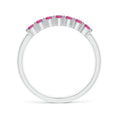 Half Eternity Pink Tourmaline Seven Stone Wedding Band-2.4 mm