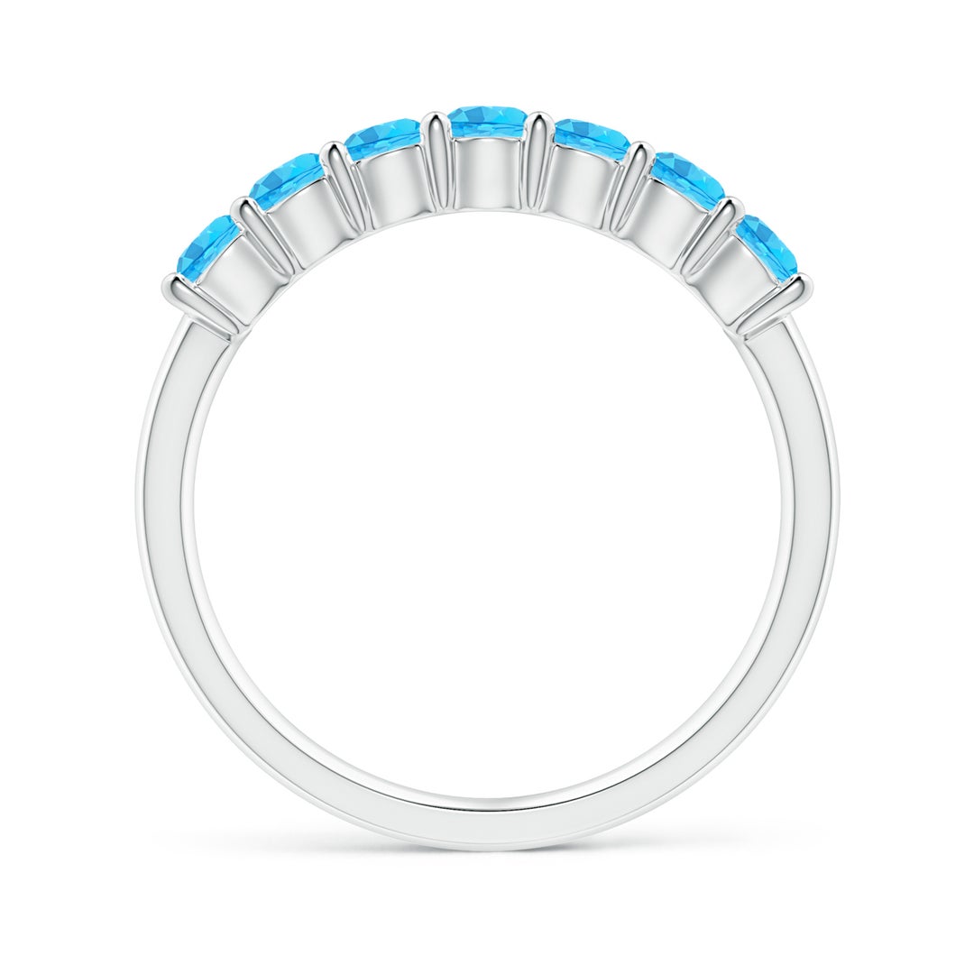 Half Eternity Swiss Blue Topaz Seven Stone Wedding Band-2.5 mm