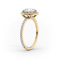 Halo Oval Lab-Grown Diamond Pavé Band Engagement Ring
