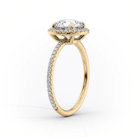 Halo Oval Lab-Grown Diamond Pavé Band Engagement Ring