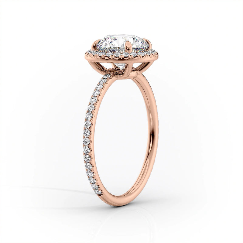 Halo Oval Lab-Grown Diamond Pavé Band Engagement Ring