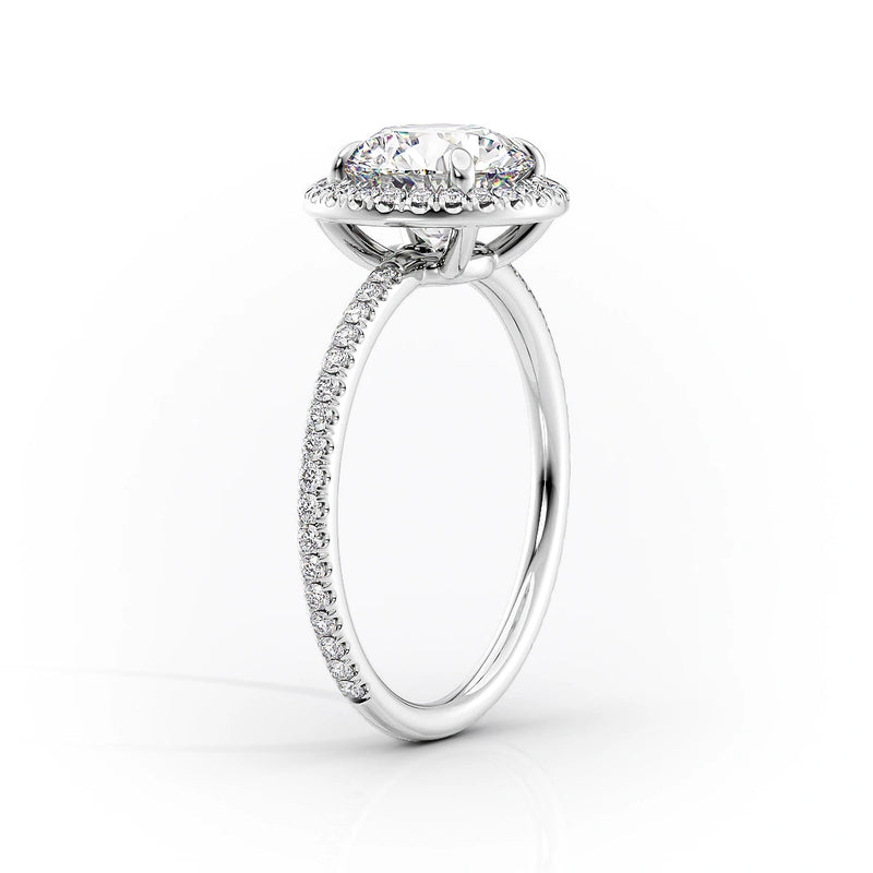 Halo Oval Lab-Grown Diamond Pavé Band Engagement Ring