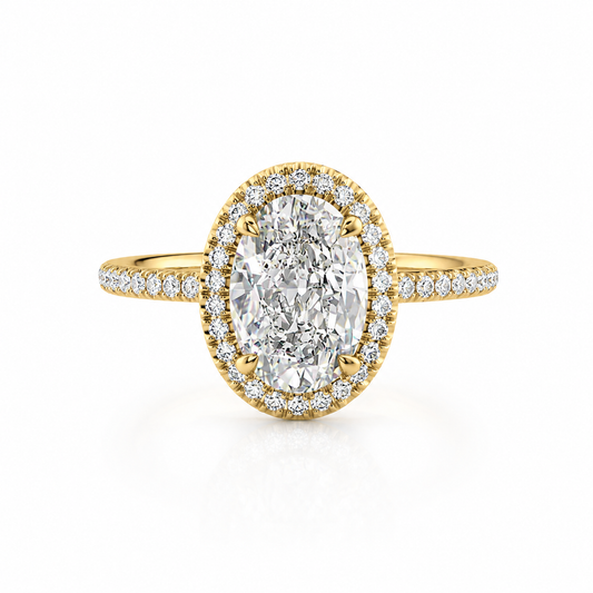 Halo Oval Lab-Grown Diamond Pavé Band Engagement Ring